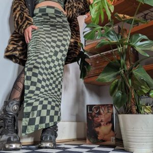 Chequered green dream maxi skirt