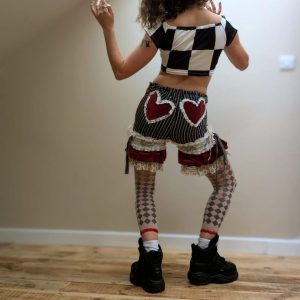 Scrapbook delight red ruffle love heart bloomers